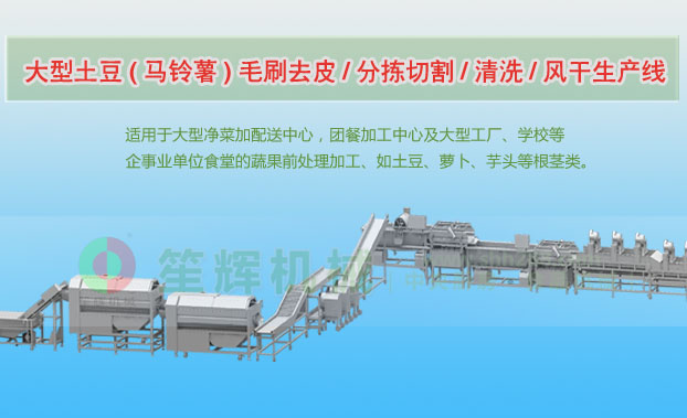 沂源连续式土豆去皮清洗切割风干生产线